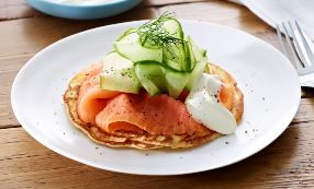 Dill pancakes and smoked salmon